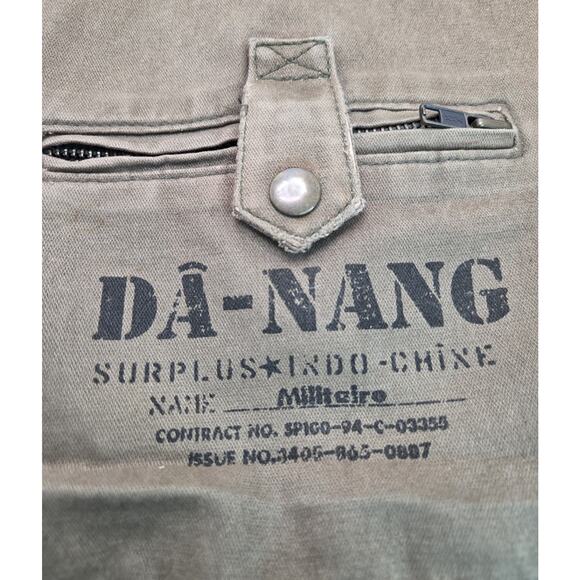 Da-Nang Bag Recycled Green Military Wear Satchel Multi Pockets Snap Zip Vintage - Picture 3 of 16